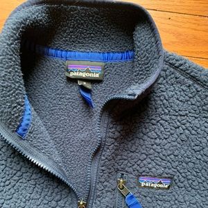 Men’s Patagonia retro deep pile 1/4 zip pullover fleece sweater Medium Navy